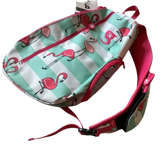 Geckobrands Flamingo Stripe Sling Bag Backpack NWT - Picture 3 of 7